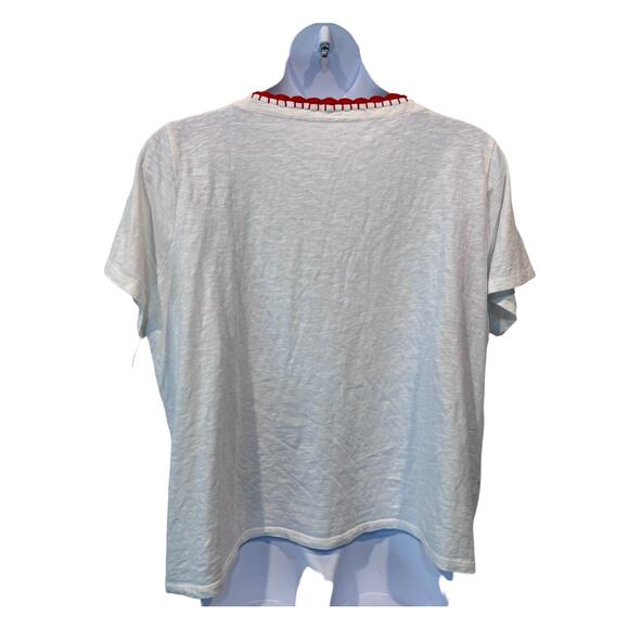 Talbots Top 3X Plus Petite Round Neck 100% Cotton Embroidered T-shirt Boho NEW - Picture 2 of 12